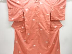 アンティーク　花模様織り出し手織り紬着物